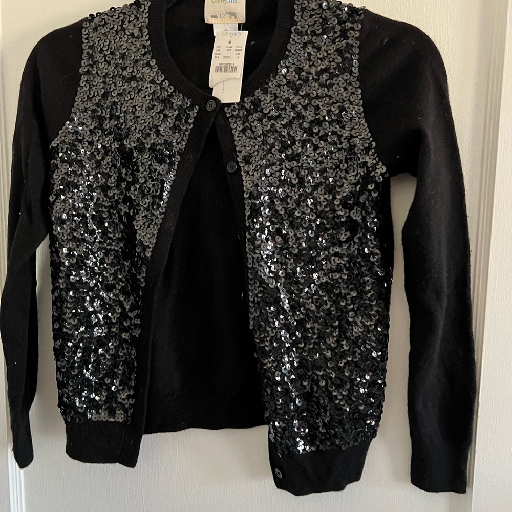 Crewcuts Black Sequin Sweater Sz 12 NWT